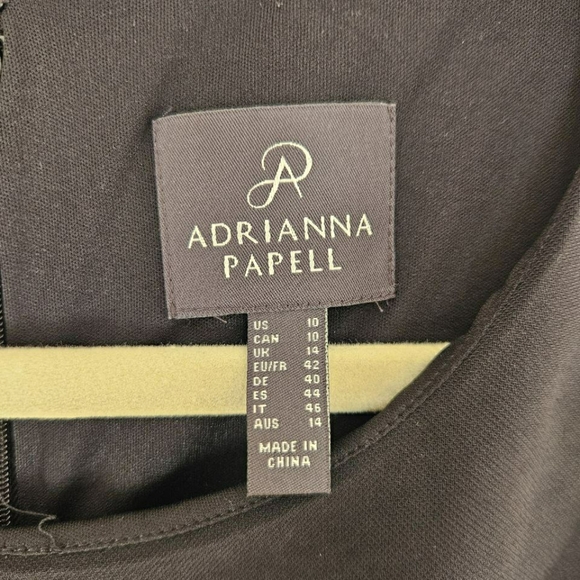 Adrianna Papell Black Crepe Overlay Sleeveless Jumpsuit Size 10 - Picture 9 of 11